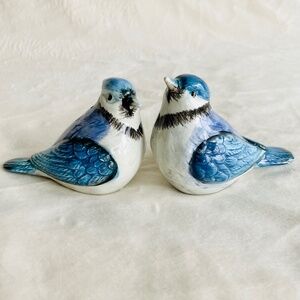 Porcelain Blue Jay Salt and Pepper Shakers